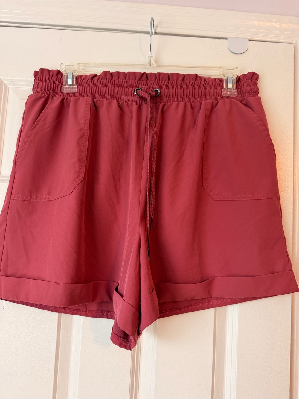 Danskin XXL Maroon Pull On Shorts Athletic Casual Lounge Elastic Waist